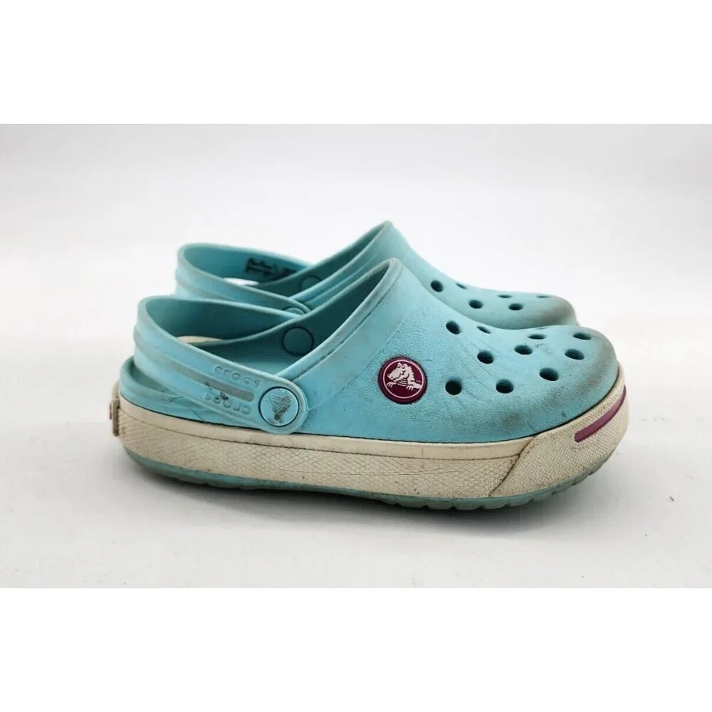 Crocs Kids Crocband ll Slip‎ On Clog Shoes Blue/Pink 11990 Youth Size C10/11